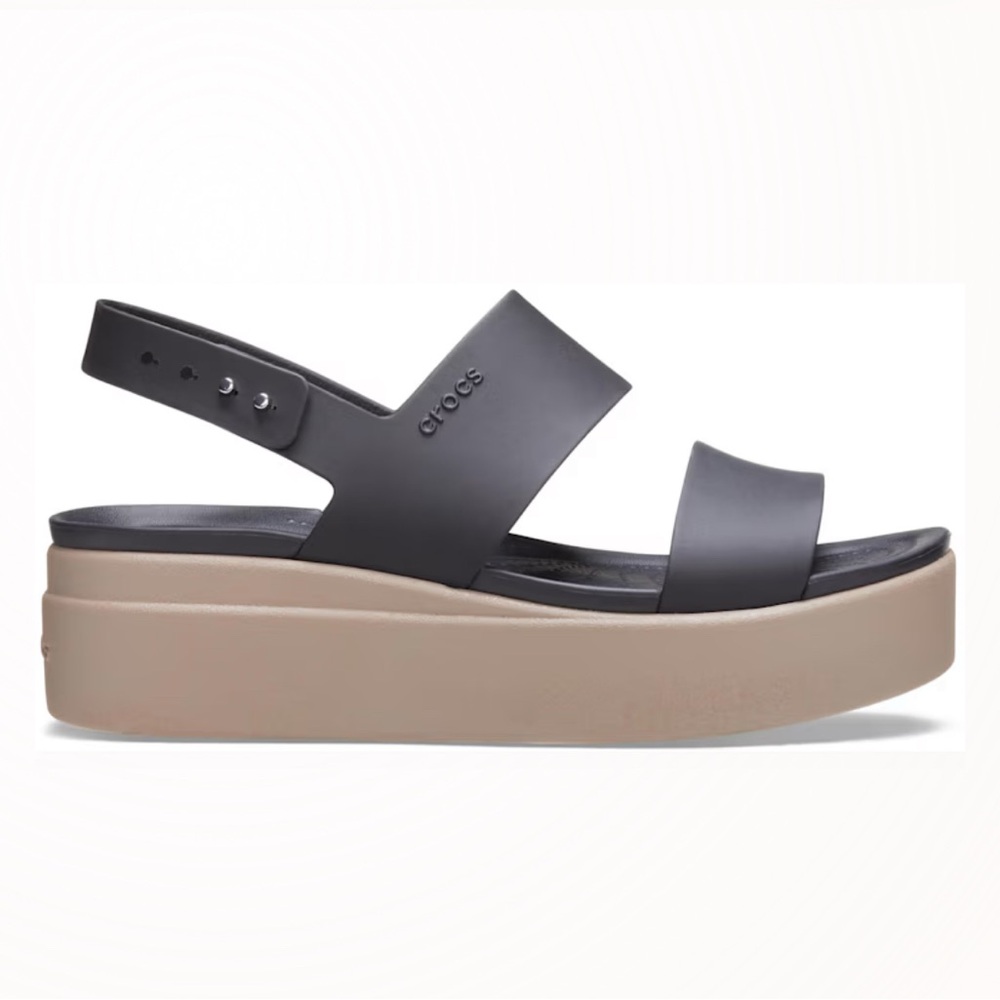 Crocs Women's Black and Tan Platform Sandals size 11 - Picture 2 of 5